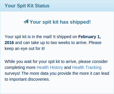 Your Spit Kit has shipped